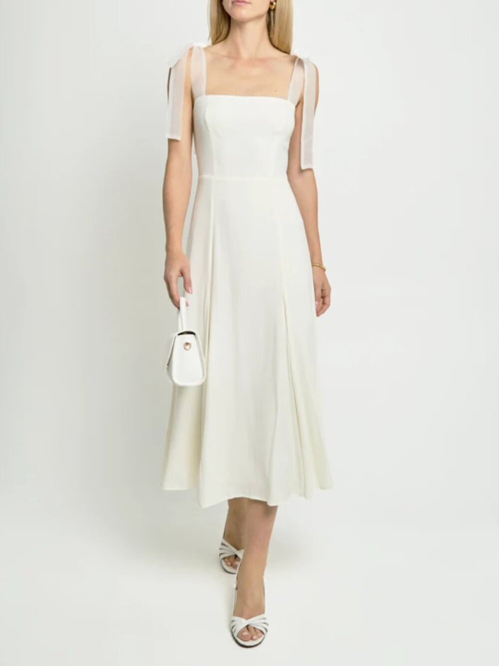 Few Moda White Tie-Strap Midi Dress, Size 8, New with Tags
